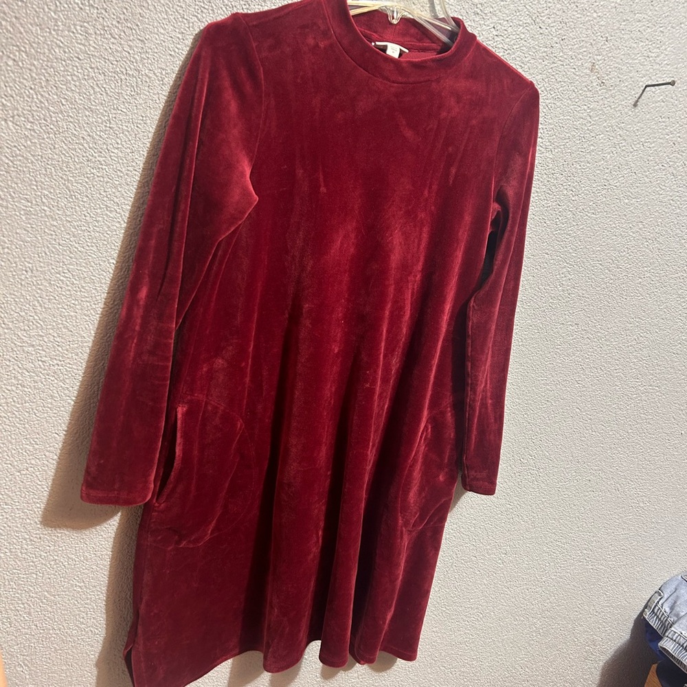 J Jill Mock Turtleneck Pocket velour a line dress size xs - Picture 4 of 8